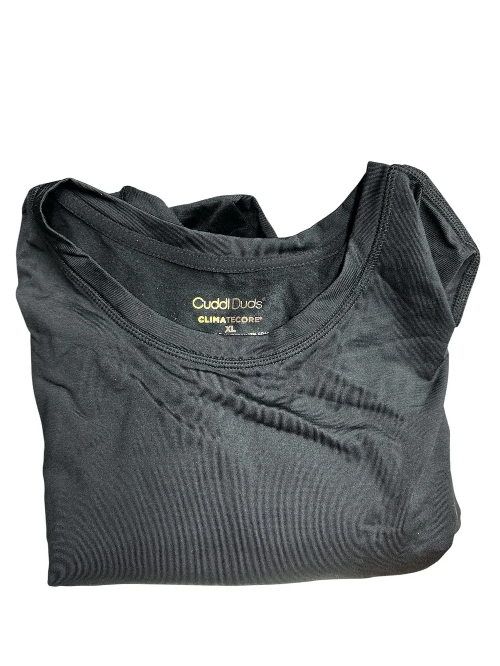 Cuddl Duds black long sleeve thermal shirt with thumbholes, size XL